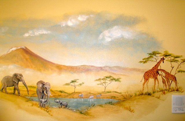 African Watering hole mural