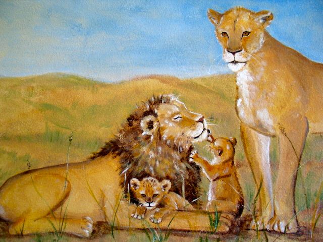detail lion family
