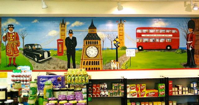 British Grocery Store Mural