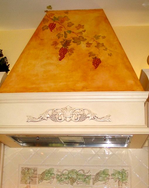FAUX RANGE HOOD WITH GRAPES