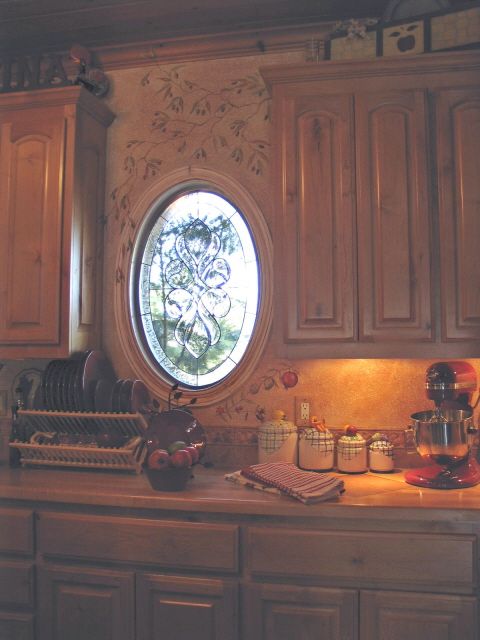 Kitchen w Faux, pomegranate and olive branches (2)