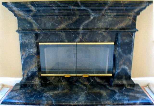 Black  Faux marble fireplace