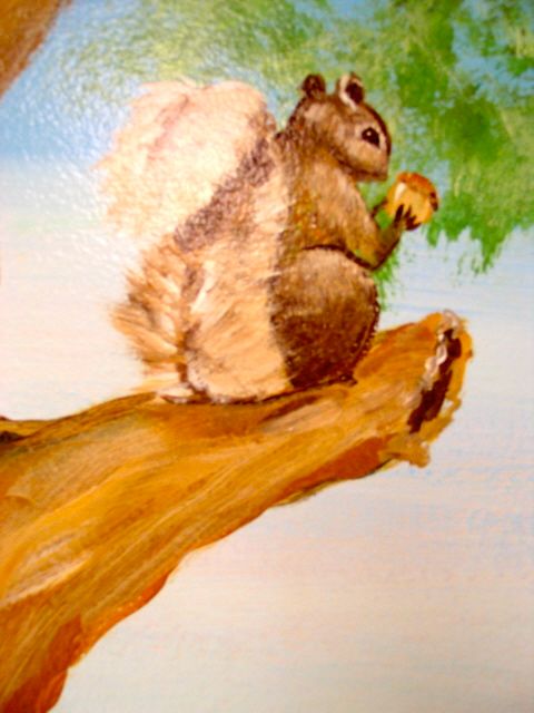 St Rose Hospital mural squirrel in tree
