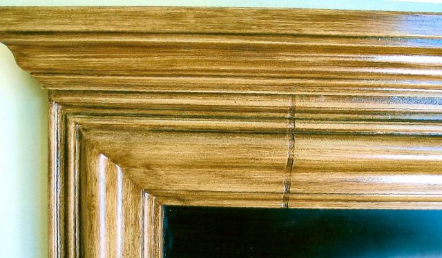 fireplace detail  faux wood grain